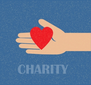 hand holding the heart. charity